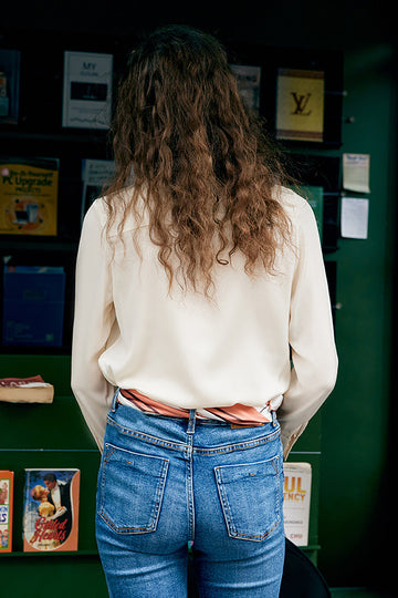 Ivory Silk Button Down Women Blouse